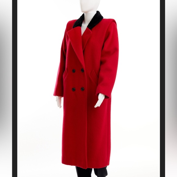 80’s red wool coat / medium - Picture 7 of 9